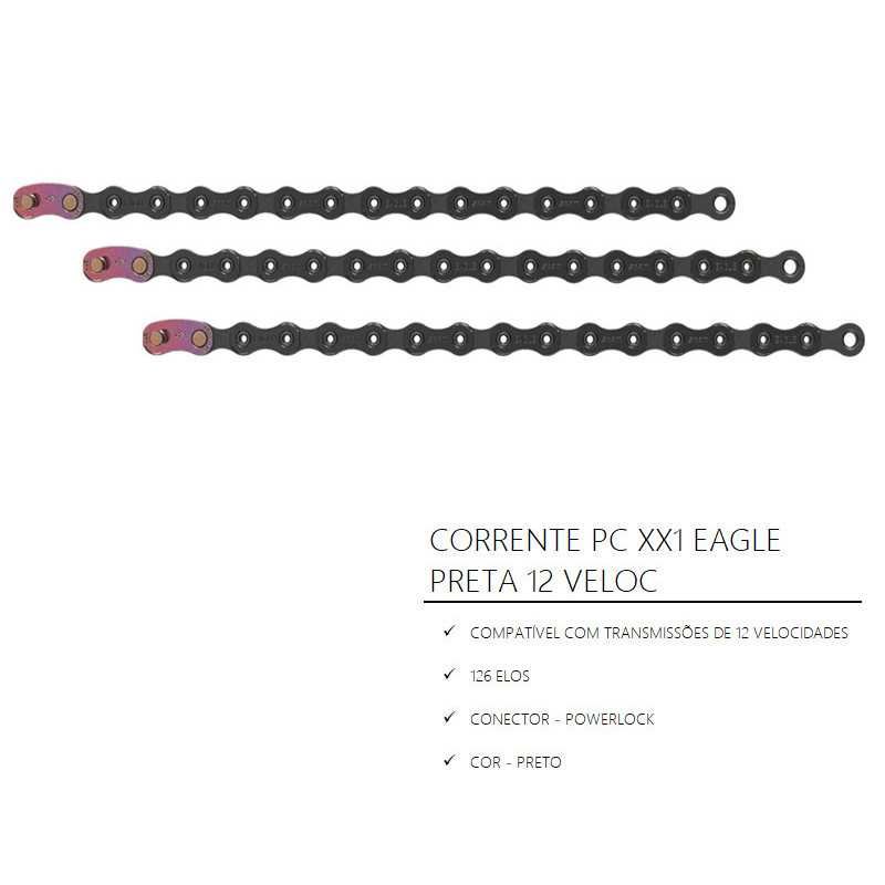CORRENTE PC XX1 EAGLE PRETA 126 ELOS 12 VELOC..