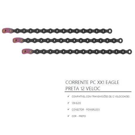 CORRENTE PC XX1 EAGLE PRETA 126 ELOS 12 VELOC..