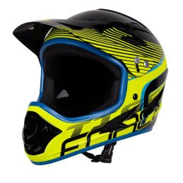 Casco FORCE TIGER downhill negro-azul-fluo