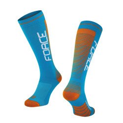 Calcetines de compresión FORCE F AZUL-NARANJA