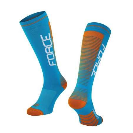 Calcetines de compresión FORCE F AZUL-NARANJA