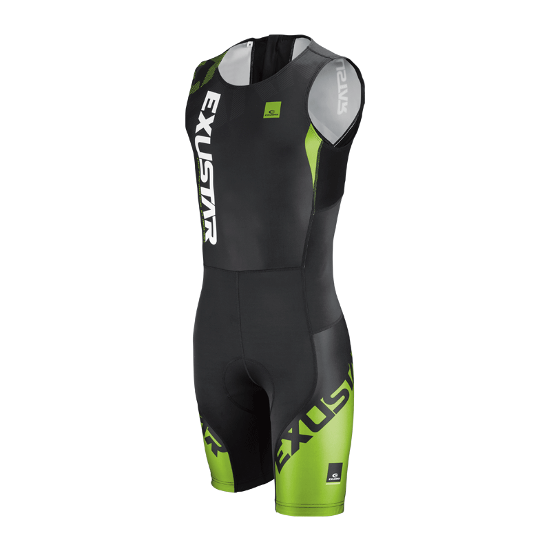 Fato de Triatlo EXUSTAR E-CT11 PRETO-VERDE